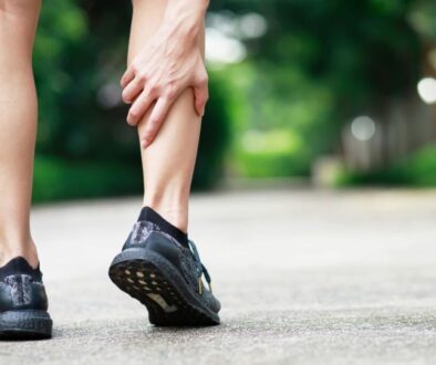 The man experiences a Venous leg ulcer while walking.