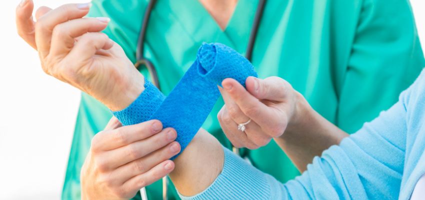 The caregiver uses Cytokines for faster wound healing.