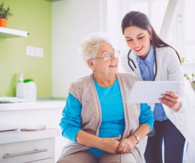 The doctor is happy to inform his patient that they have successfully healed the patient's non-healing wounds.