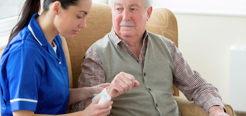 chronic wound infection (2) The caregiver treats the patient's chronic wound infections.