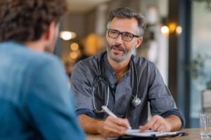 The man consulted a doctor to treat a chronic wound infection.